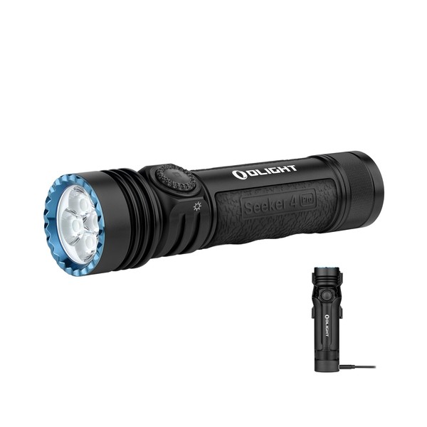OLIGHT Seeker 4 Pro 4,600 High Lumens Powerful Flashlight，Type-C and MCC3 Rechargeable High Performance Flashlight, Conveniently Carry and Store with The Holster for Working, Camping, Hiking(Black)