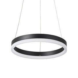 Mccokaige Black Led Ring Chandelier 1 Ring Modern Led Chandelier Adjustable Ring Light Modern Led Ring Pendant Light Contemporary Light Fixtures for Kitchen Island Dining Living Room Entryway