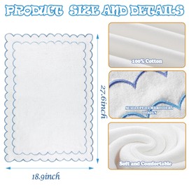 Xkdamai 1Pcs Scalloped Bath Mat Towel 100% Cotton Scallop Bathroom Rug White Bath Rugs Cute Embroidery Preppy Bathmats Shower Floor Mats Blue Coquette Bathroom Decor (Blue, 27.5 x 19in, Classic)