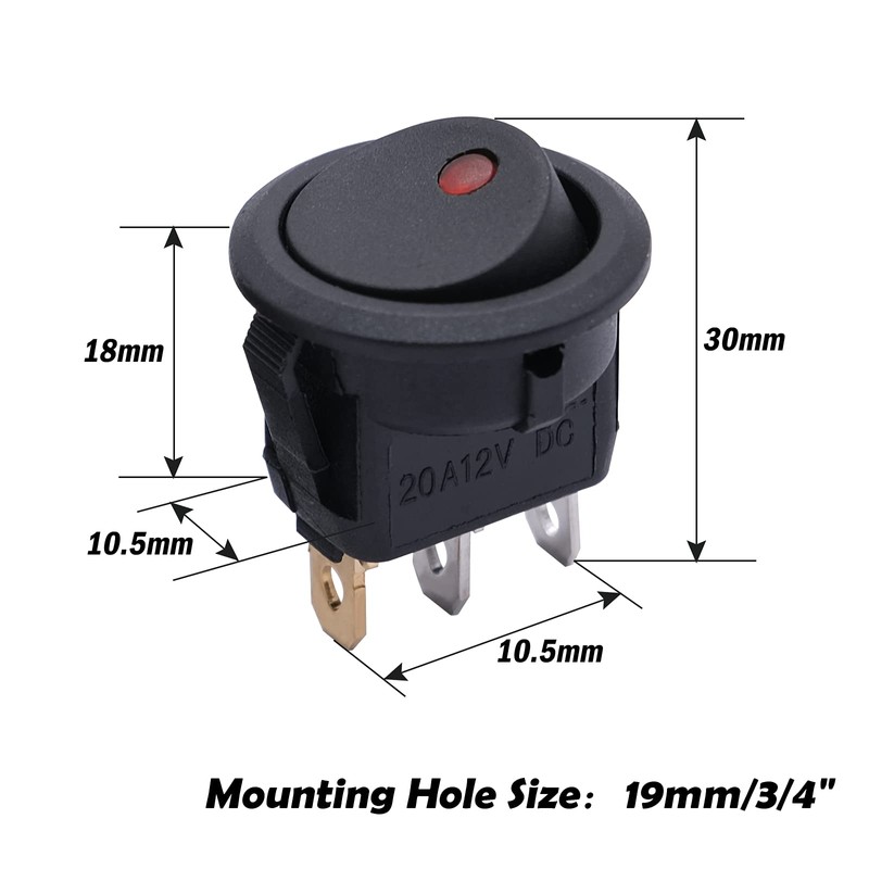 mxuteuk 12pcs 12V Lighted Round Rocker Switch Toggle Switch Red