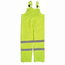Petra Roc LBIP-CE-S Bib Rain Pants, ANSI Class E 300D Oxford/PU Coating Waterproof, Lime Green, S