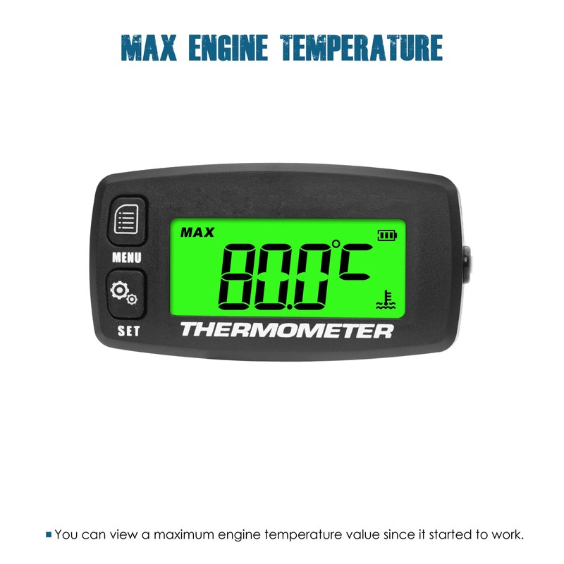 Runleader Digital Engine Temperature Meter Green Backlight Display for Lawn