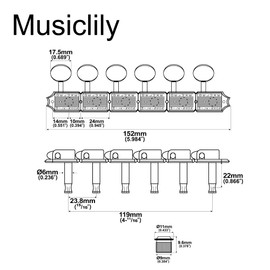 Wilkinson Deluxe WJ55 Vintage 6 Inline Guitar Tuners Split Post Machine Heads Tuning Pegs Keys for Classic Vibe Fender Strat/Tele Style Electric Guitar, Nickel