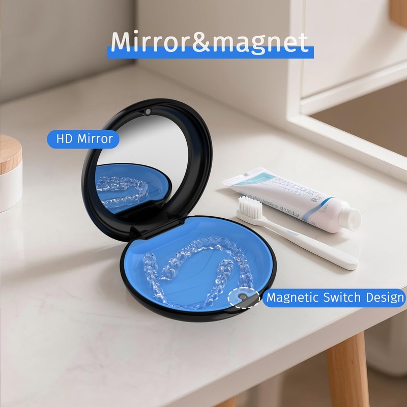 2Pack Retainer Case with Mirror, Compatible with Invisalign, Orthodontic Aligner