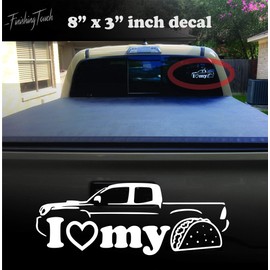 I Love My Taco Vinyl Decal Sticker for Toyota Tacoma Truck Windshield or Tailgate | 8" x 3" inch White Die Cut 6+ Year Automotive Window Graphic, Vehicle Accessories