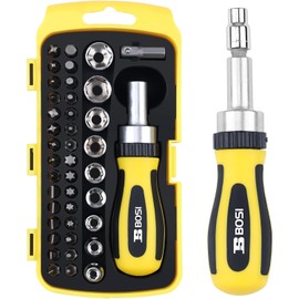 B BOSI TOOLS 41 in 1 Mini Screwdriver Socket Set - Contains 30 bits, 8 socket wrenches, suitable for repairing various household items