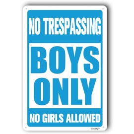 Gnictely Man Cave Sign,Boys Only Sign,Home Boys Signs,Garage Wall Decor ""BOYS ONLY NO GIRLS ALLOWED"" 8""X12"" Metal Aluminum Sign