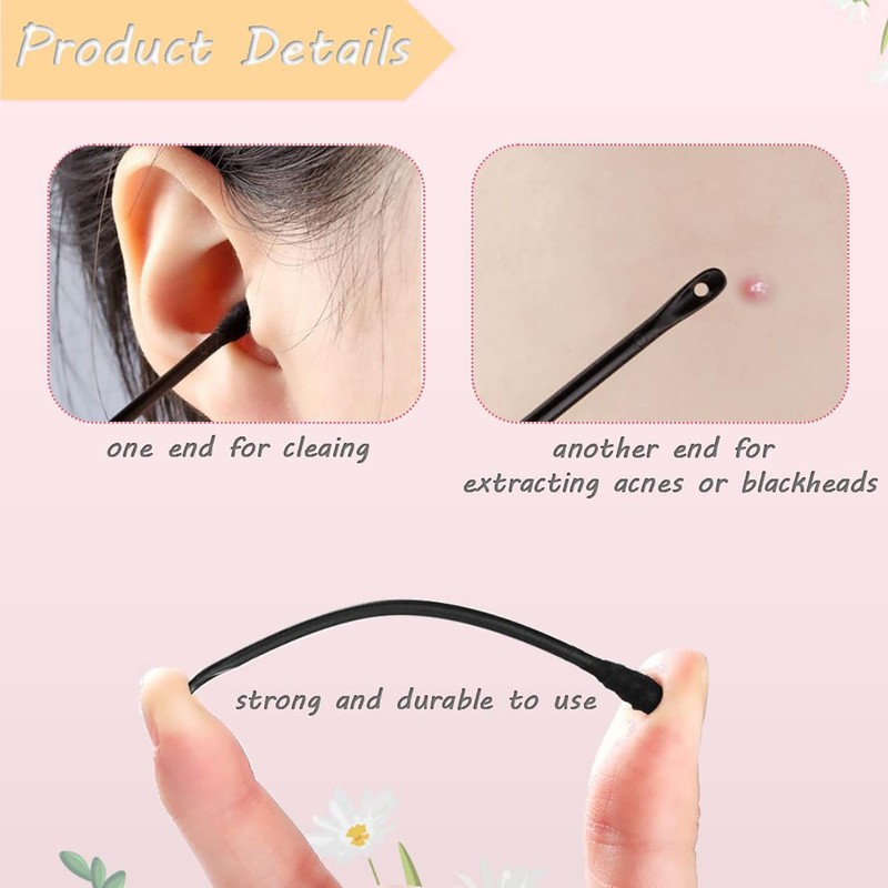 300Packs Disposable Double-Headed Comedones Extractor Plastic Blackhead Remover Black Pimple