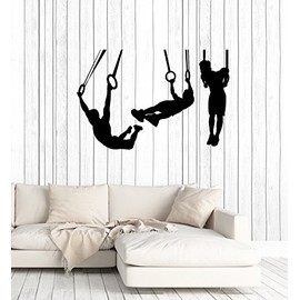 Large Vinyl Wall Decal Silhouette Gymnasts Gymnastics Rings Sports Decor Art Stickers Mural (ig5391)