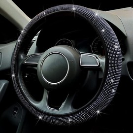 Bling Rhinestone Car Steering Wheel Cover, Universal 38 cm/15 Inch Steering Wheel Cover, Glitter for Women, Diamond Car Steering Wheel Cover, Non-Slip Steering Wheel Protection, Car Accessories,