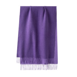 CALVIN & OLIVIA Women's Fall Winter Scarf Thick Classic Plaid Scarf Wrap Warmth Soft Oversized Cashmere Feel Scarves Two Tone Purple Lavender