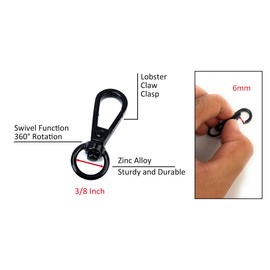 VersaKits 10 Pcs Heavy Duty Swivel Clips 3/8 Inch Rainbow Round Tail D Ring Lobster Claw Clasps Trigger Snap Hooks for Purse Bag Keychain