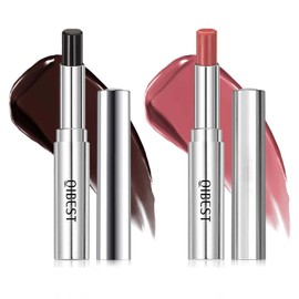 2Pcs Honey Tinted Lip Balm Lipstick Set,Nourishing Sheer Hydrating Long Lasting Natural Moisturizer Pink Brown Lipstick for Women (Black & Pink)