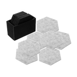 Operitacx 2 Sets Felt Coasters for Cups Thickened Heat Insulated Pads Hexagon Design Grey for Home Office and Kitchen Table Protection