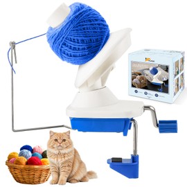 FLKQC Yarn Ball Winder, Hand-Operated Yarn Ball Winder Swift Yarn Winder, Yarn Cake Winder, Needlecraft Yarn Ball Winder Hand-Operated (Blue)