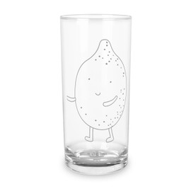 Mr. & Mrs. Panda 200 ml Water Glass Best Friends Lemon - Gift, Missing Keywords, Animals, Animal Motifs, Good Mood, Water Glass with Engraving, Glass