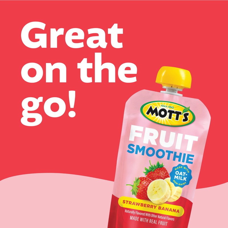 Mott’s Fruit Smoothies Strawberry Banana, 4.2 oz Clear Pouches, 24