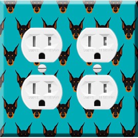 Double Duplex Outlet Cover Wall Plate - Doberman Pinscher Dog