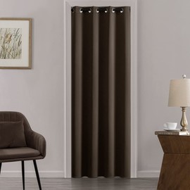XTMYI Screen Door Covering for Privacy,Sliding Cover Curtain for Bookcase,Fabric Curtains Shade for Doorway,42 by 80 Inch Length,1 Panel,Wood Dark Brown