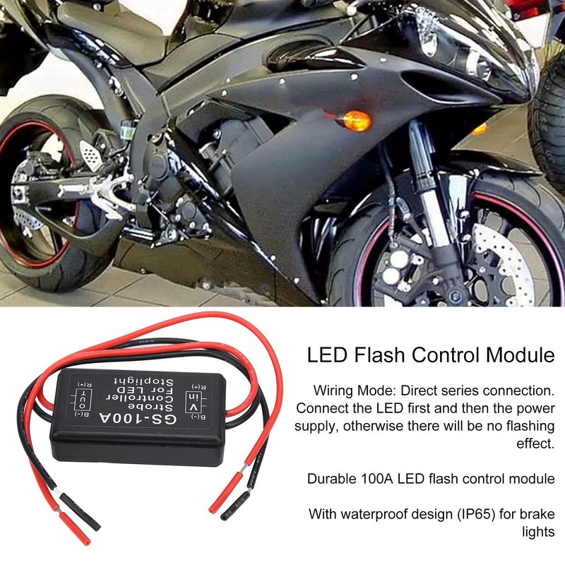 Fafeicy LED Flash Control Module Brake Light Strobe Controller GS