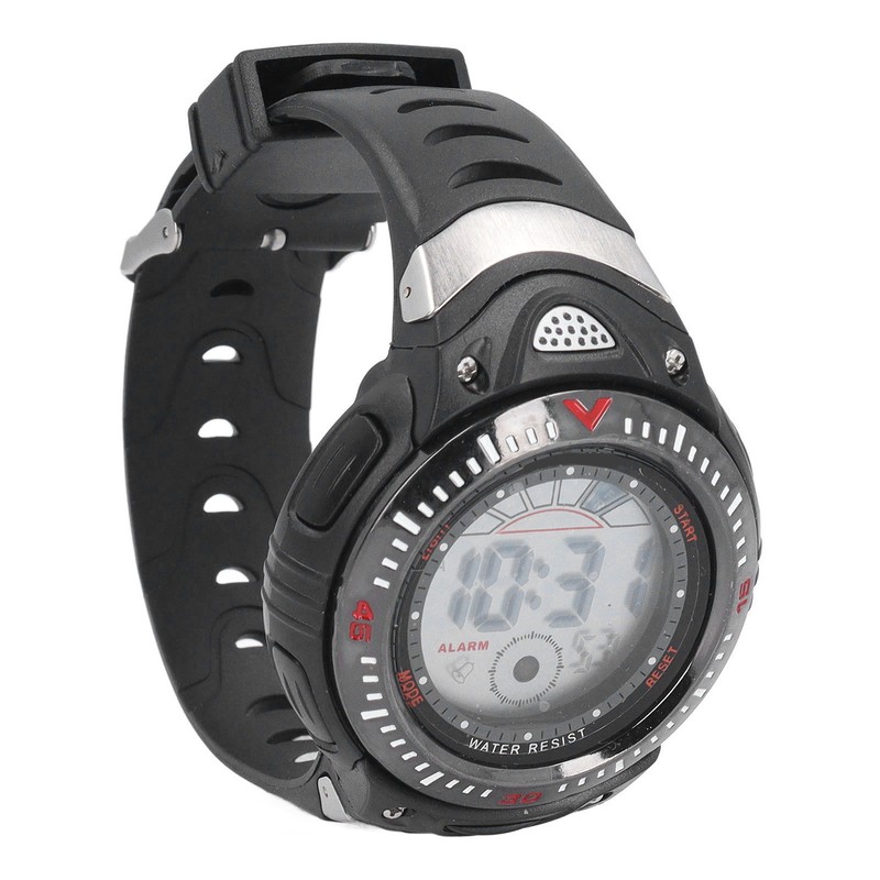 Black Men Digital Watch Waterproof LED Backlight Stopwatch Countdown 12/24