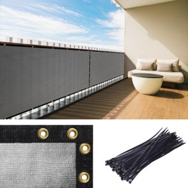 Royal Shade Custom Size 3' x 138' Grey Balcony Privacy Screen Apartment Above Railing Porch Patio Fence Windscreen Cover Netting Mesh Fabric Cloth - Cable Zip Ties Included (We Make Custom Size)