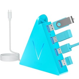 JoyReken USB C Hub, USB C to 4-Port USB 3.0 Splitter Adapter for MacBook Pro/Air, iMac, Mac mini, Laptop, Surface Pro, XPS, External Devices (2ft, Blue)