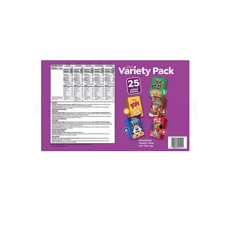 Kellogg's (2 Pack) Kellogg's Assorted Cereal (26.97 oz., 25 pk.)