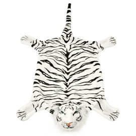 vidaXL White Tiger Carpet, Plush Animal Skin Rug, Lifelike Design, Durable Polyester Construction, Child-Safe, Scandinavian/Farmhouse/Modern Style, Perfect for Home Décor, 144 x 78 cm