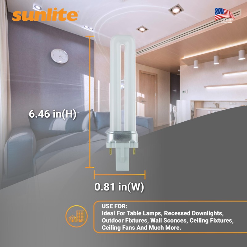 Sunlite PL13/SP65K Compact Fluorescent Single U-Shaped Twin Tube Light Bulb,
