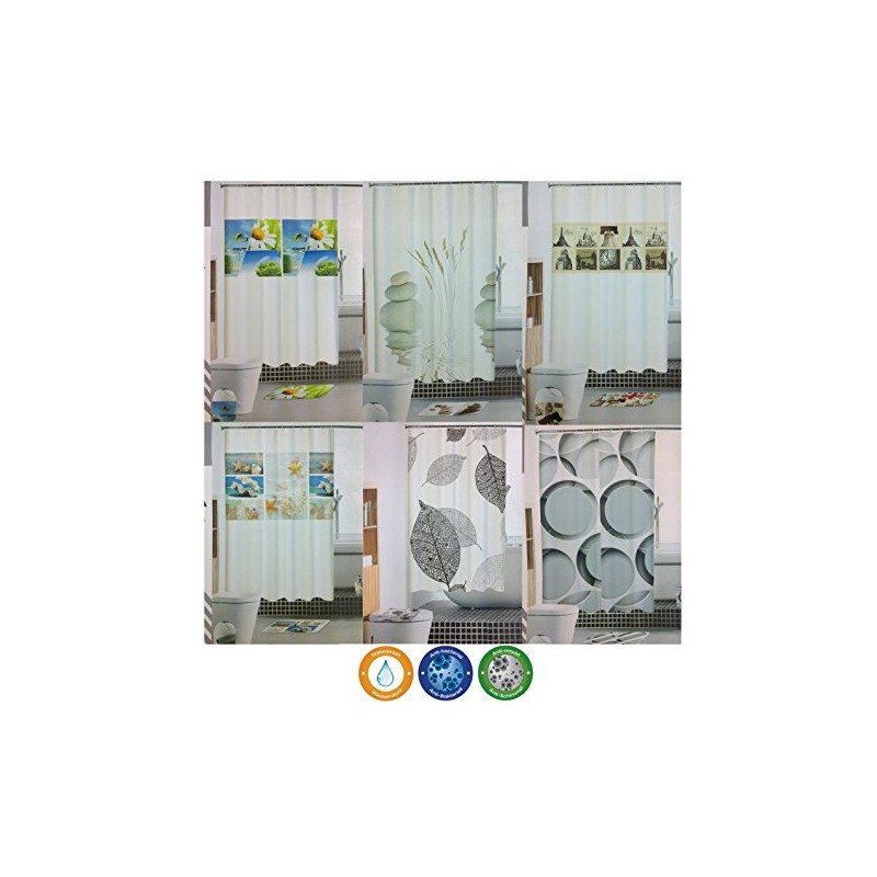 GMMH Waterproof Anti Mildew Shower Curtain Bath Curtain with 12