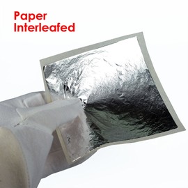 Barnabas Blattgold: Professional Quality Genuine Edible Silver Leaf Sheets, 25 Sheets, Super Large 110 x 110 mm (Loose Leaf/Interleaf Sheets)