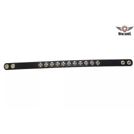 Dream Apperal Black Synthetic Leather Motorcycle Style & Fashion Necklace W/ Chopper Crosses