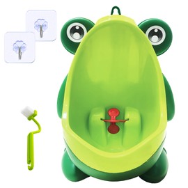 Frog Pee Training with Brush and Hooks, Green Cute Potty Training Urinal,Potty Training Toilet for Boys Kids Toddler with Funny Aiming Target,Frog Shape Pee Trainer