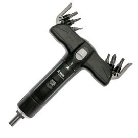 WGB Das Werkzeug Torque Screwdriver with 12 Bits in T-Handle for Bicycle, 1/4 Inch Torque Wrench with Cross, Slot and TX Bit Set