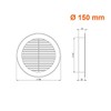 Air Ventilation Plastic Grill Cover Ø150mm/Gray