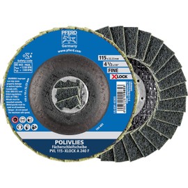 PFERD Polivlies fan disc, 5 pieces, 115 mm, A240, fine, X-LOCK (22.23 mm), 44694203 - for quick and comfortable tool changes