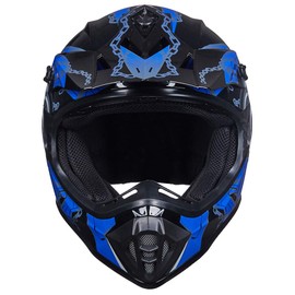 ILM Adult Dirt Bike Helmets Motocross ATV Dirtbike BMX MX Off-Road Helmet, DOT Approved (Blue Black, Adult-Medium)