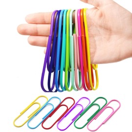 Calonge 50 Pack 4 Inches Jumbo Paper Clips, Vinyl Coated Multicolored Extra Large mega Paperclips for Office School Document organizing Office Supply Accessories