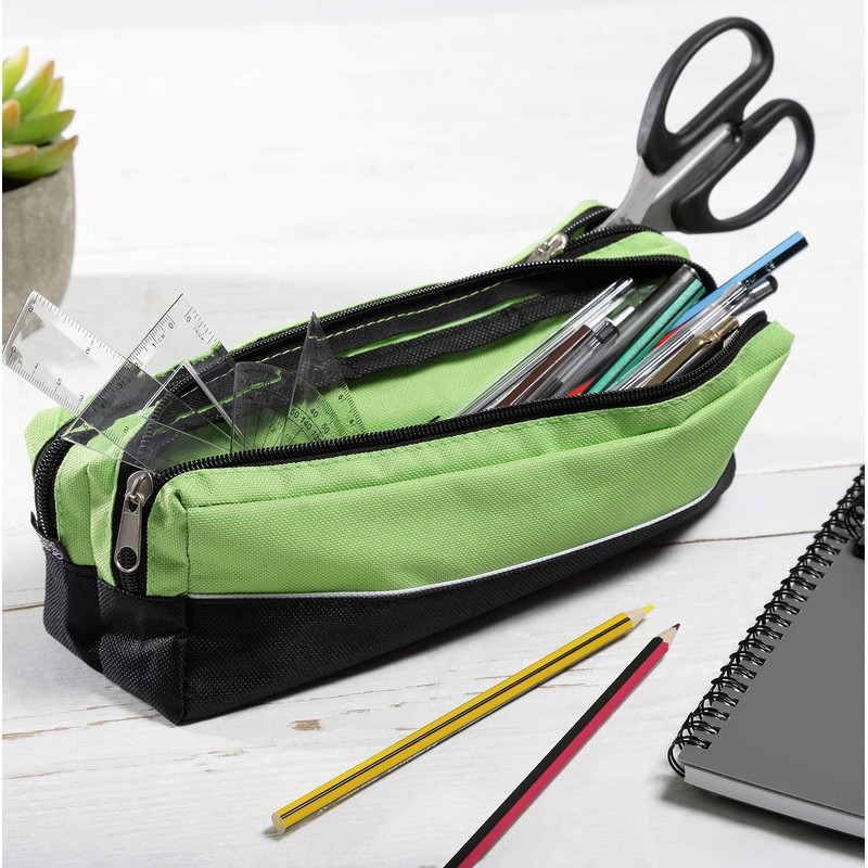 Arpan X-Large Size Double Zip Fabric Pencil Case - Ideal