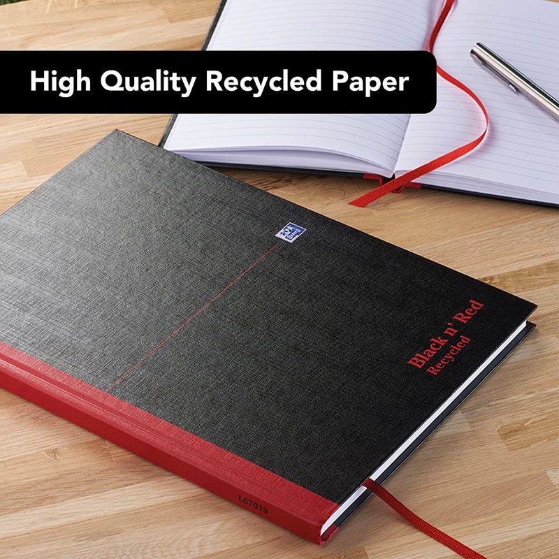Black n' Red Casebound Hardback Recycled A4 Book