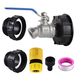 SNUTUYA 3-Size IBC Tote Adapter, 275-330 Gallon IBC Tote Tank Fittings 2.44" Fine、2“Fine and 2" Coarse Thread + Lead-free Garden Hose Faucet/Valve for Garden Hose Connector (304 Stainless Steel)