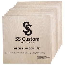 Baltic Birch Basswood Sheets 1/8'', Craft Wood 10 Pack - 12 x 12 x 1/8 Inch - Wooden Sheets 3mm, Plywood Sheet with Smooth Surfaces - Bass Woods for Laser Cutting, Wood Burning, Drawing Architecture