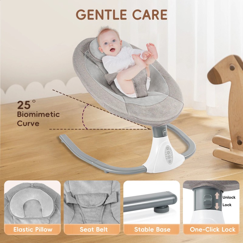 Electric Baby Swing Cradle Bluetooth Infant Bouncer Rocker Chair Music
