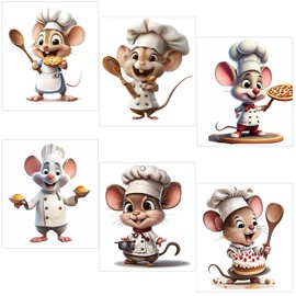 6 Stück Niedliche Mäuse Wandtattoos Küche, Selbstklebende Wandaufkleber mit Maus-Motiv, Kreative Wanddekoration für Küche, Wohnzimmer, Esszimmer