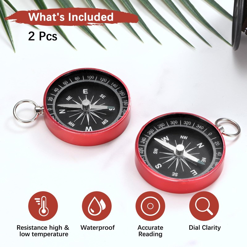 TIXIPEM Pocket Compass [2PCS] - Survival Sports Navigation Compass with