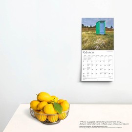 Outhouses | 2025 7 x 14 Inch Monthly Mini Wall Calendar | Plastic-Free | BrownTrout | Toilette Latrine Bog Humor