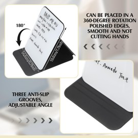 Dunzoom 4 Pcs Small Glass Desktop Whiteboard with Reversable Stand 8‘' x 6‘' Tabletop Mini Dry Erase Whiteboard Easel with 4 Markers Reusable Desk Notepad for Home Office School