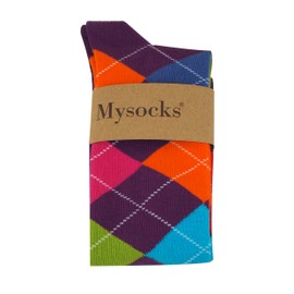 Mysocks Knee High Socks for Women and Men - 3 Pair Breathable Combed Cotton Seamless Toe Argyle Unisex Long Socks - Casual Knee Length Golf Socks