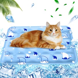 AHYDFSR Cooling Mat for Dogs - Dog Cooling Mat for Dogs & Cats, Cool Dog Blanket, for Pets & Humans, Light Blue Polar Bear, 40 x 50 cm, M